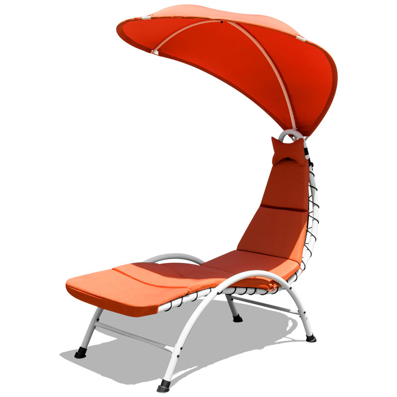 Ganador Outdoor Metal Chaise Lounge , Cushion Included, Orange