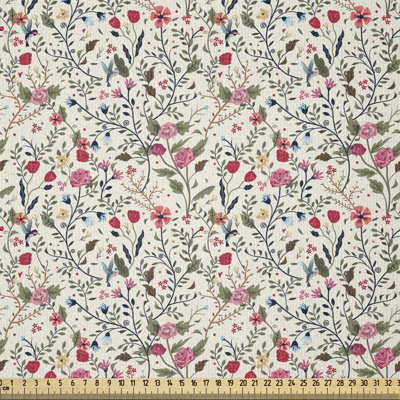 Tissu floral Ambesonne par The Yard, composition de croissance printanière colorée avec fleurs, tulipes et marguerites, carré
