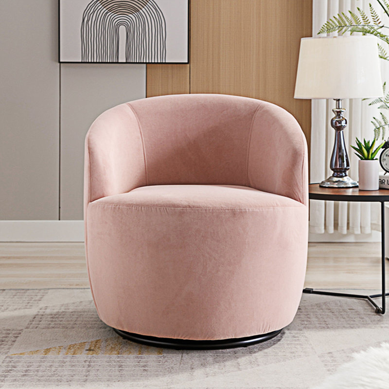 Genece Upholstered Swivel Accent Chair, Pink Velvet