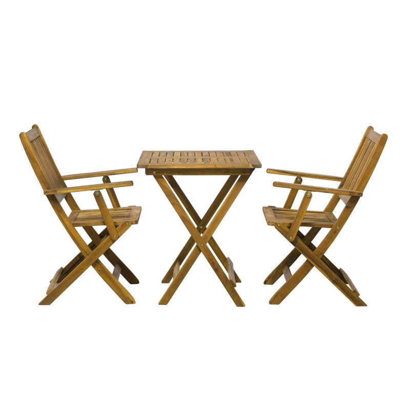 Aldous 2 - Person Acacia Wood Patio Dining Set with Square Table