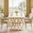 Rhui Rectangular Faux Marble Top with Steel Base Dining Table