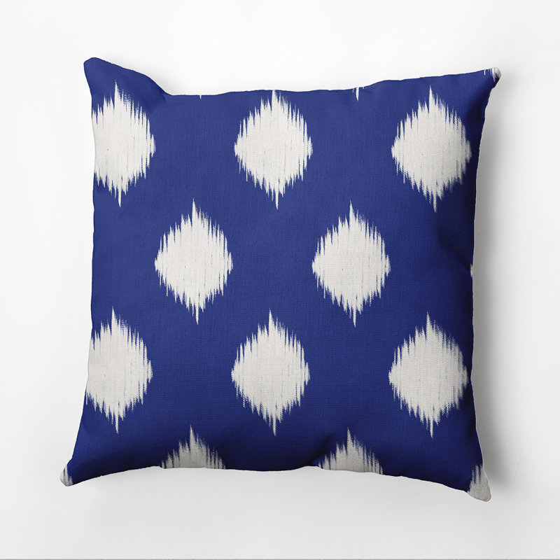 Housse de coussin d'extérieur carré / rectangulaire Ikat Dot, Bleu sarcelle, 18 po x 18 po