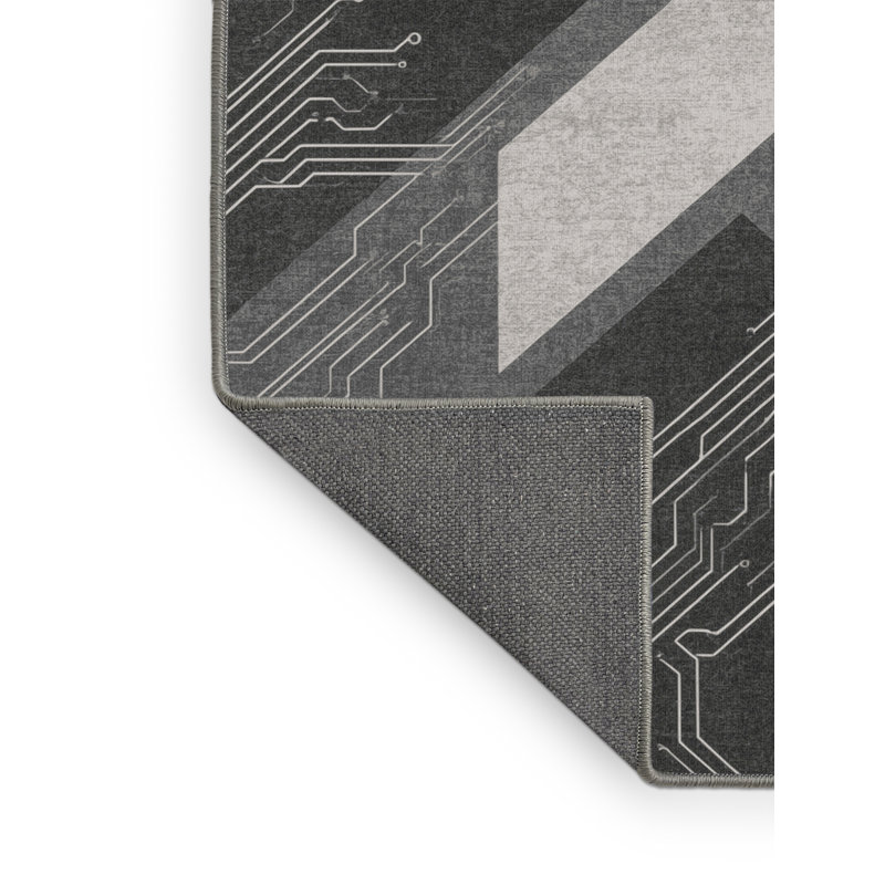 Tapis gris moelleux moelleux à motif abstrait et moderne Glenmore Ai, 7 x 10