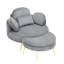 Confortable en velours côtelé simple gris de 43 pouces avec trois coussins décoratifs et un plateau de détente réglable pour deux petits appartements-795343367