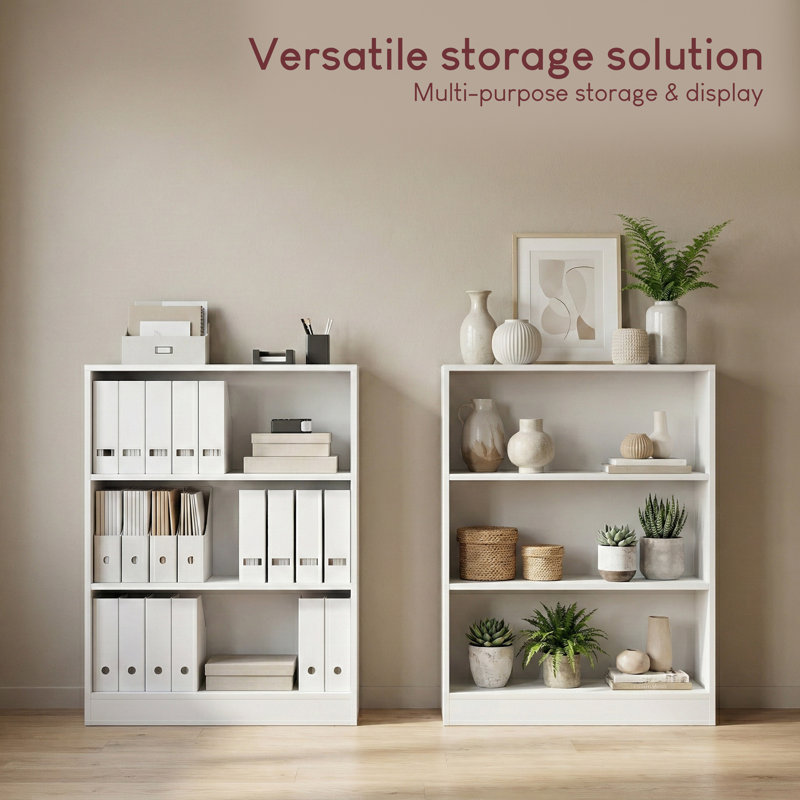 142cm H x 60cm W Standard Bookcase, White, (3 Shelves) 75cm H x 60cm W x 24cm D