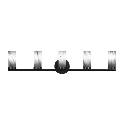 Annese 5 Light Bath Bar Shown With 2.5” Onyx Swirl Glass