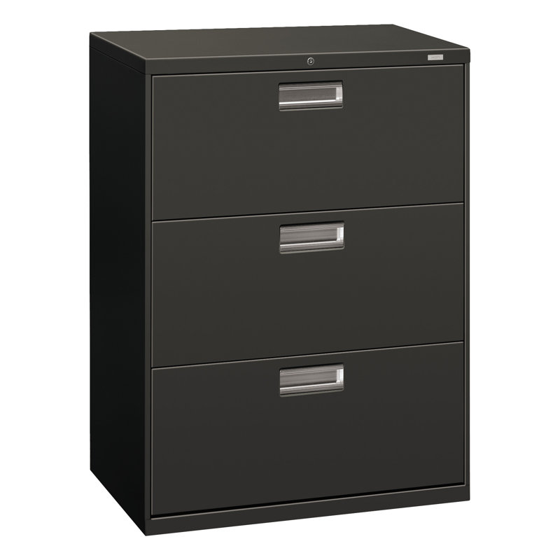 Brigade 600 Series 3-Drawer Lateral Filing Cabinet, Charcoal