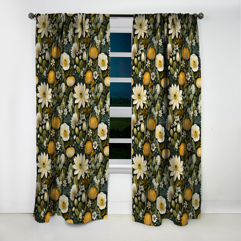 Botanical Bliss Boho Motif IV - Rideau Boho - Rideau abstrait occultant - 1 panneaux, L 52 po x L 95 po