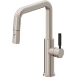 Corsano Contemporary Pull Down Kitchen Faucet with Button Sprayer Quad Spout and BST Series Handle