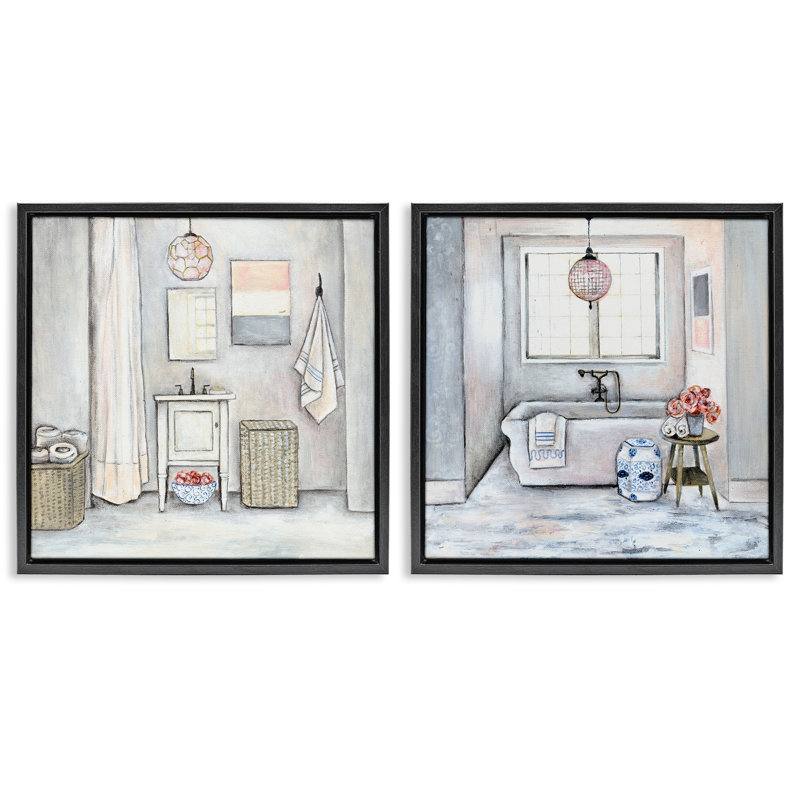 Ensemble de 2 toiles flottantes pour salle de bain, Noir, H 18 po x l 18 po