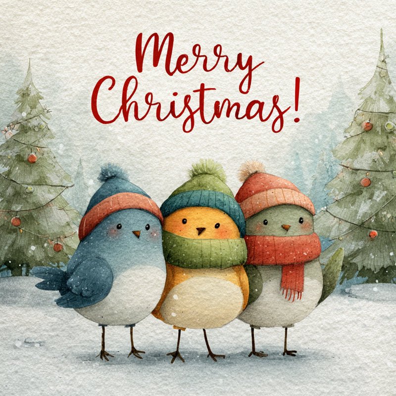 Art mural sur toile tendue Christmas Chirp, H 20 po x l 20 po