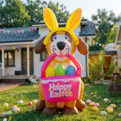 Décoration de plein air gonflable pour chiots de 6 pi avec lumières à DEL et décoration de jardin gonflable pour fête de jardin