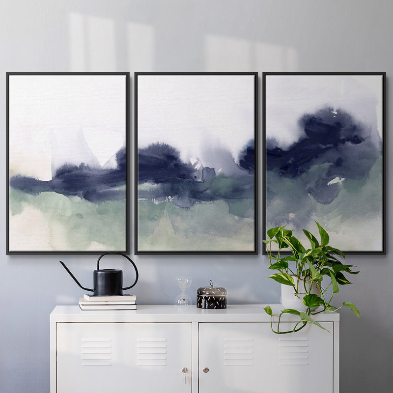 Lake Fog II - Toile encadrée multi-pièces, H 40 po x l 78 po x P 2 po, Noir
