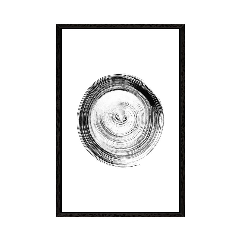 Ink Circle by Nouveau Prints - Print on Canvas, 152.4cm H x 101.6cm W x 3.81cm D, Black Framed