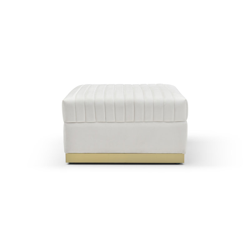 Repose-pieds rembourré en velours capitonné Contemporary, Beige