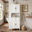 Armoire de salle de bain 70,9 po moderne avec tablette ouverte, unité de rangement en panneau de fibres à densité moyenne avec tablettes réglables et tiroir (blanc)