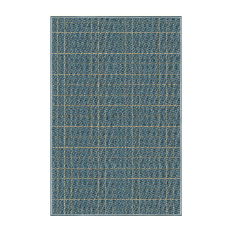 Tapis bleu marine/jaune à motifs Hinojos, Rectangle 3 pi x 5 pi