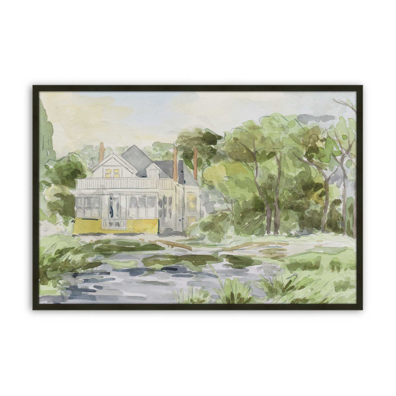 «Tranquil Retreat I» par Melissa Wang, reproduction d'art, 30" H x 20" W, Open Corner Framed Print without Mat Paper, Noir