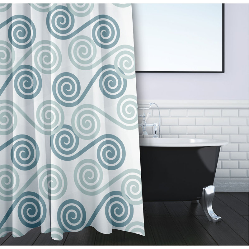 Sequence Geometric Shower Curtain, Aqua