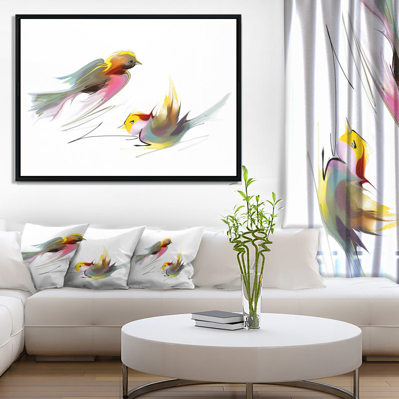 Illustration d'oiseaux volants - reproduction sur toile, H 30 po x l 40 po x P 1,5 po