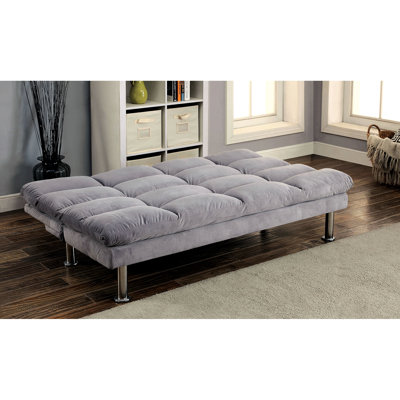 Gray Microfiber Contemporary Futon With Legs And Extra Support, Converts To Bed For Resume Writing, 67"L X 28"W 31"H Upholstery Finish Legs, Support A