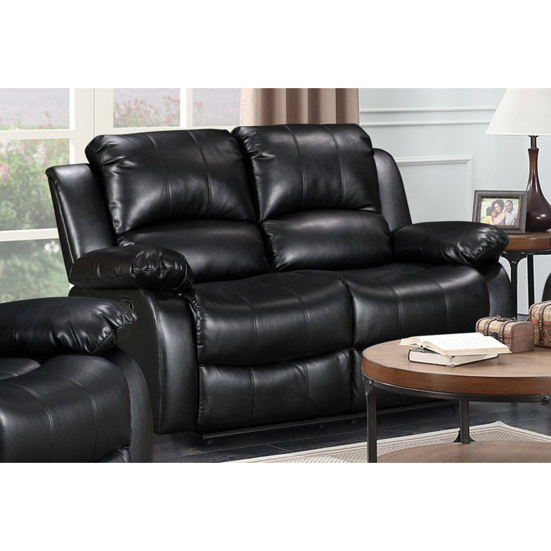 Shewmaker Faux Leather Reclining Sofa, Grey, 2