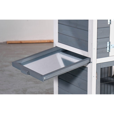 Maison pour animaux d'intérieur et d'extérieur résistante aux intempéries en bois avec fonctionnalité polyvalente pour les poulets ou les lapins