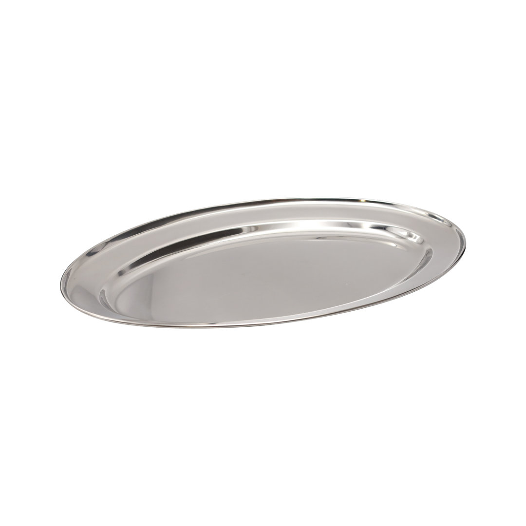 Buckingham Mirror Polish Oval Serving Tray Heavy Gauge Plate Stainless Steel