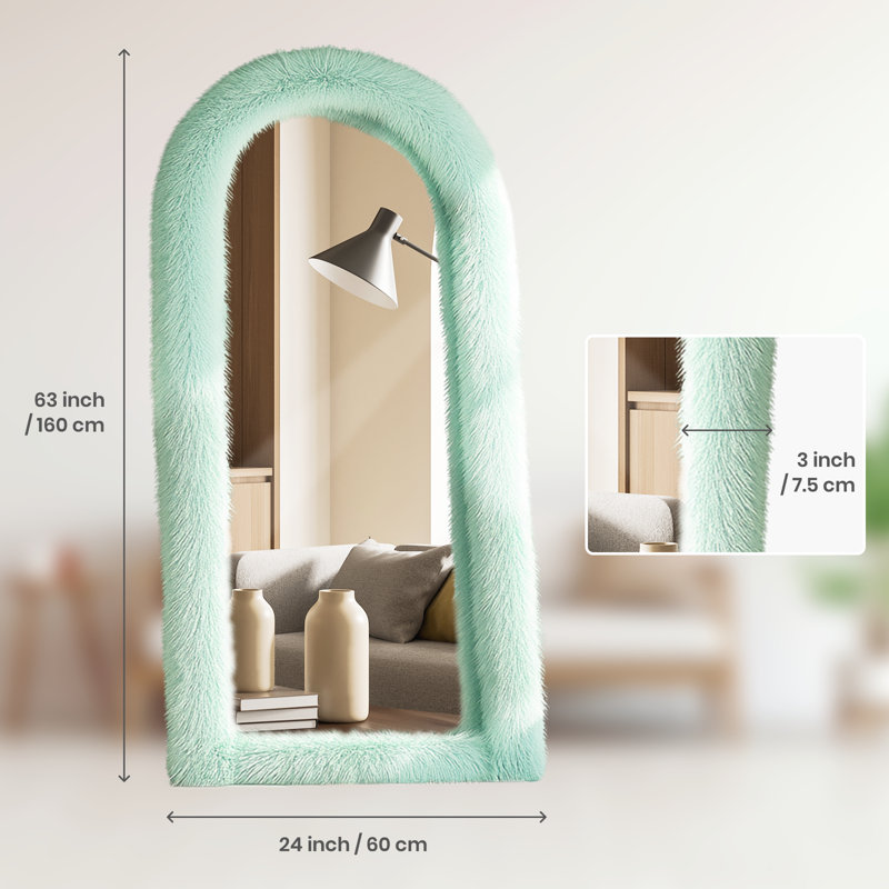 Miroir de plancher en bois manufacturé Jezell, 63 po x 24 po, Vert