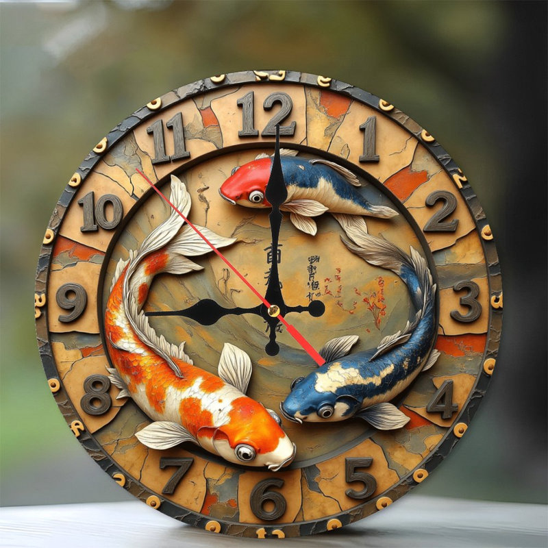 Koi Fish Wall Clock