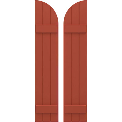 Volets extérieurs AmeriCraft en bois véritable, trois planches (deux tasseaux), joints, cintrée, à panneaux joints, 26,7 cm L x 144,8 cm H, motifs de feuilles colorées (par paire).