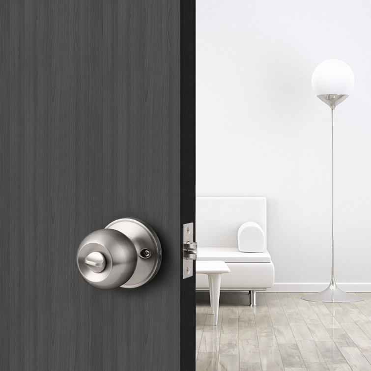 Privacy Door Knob Keyless Round Door Lock For Bedroom, Bathroom - Satin  Nickel 