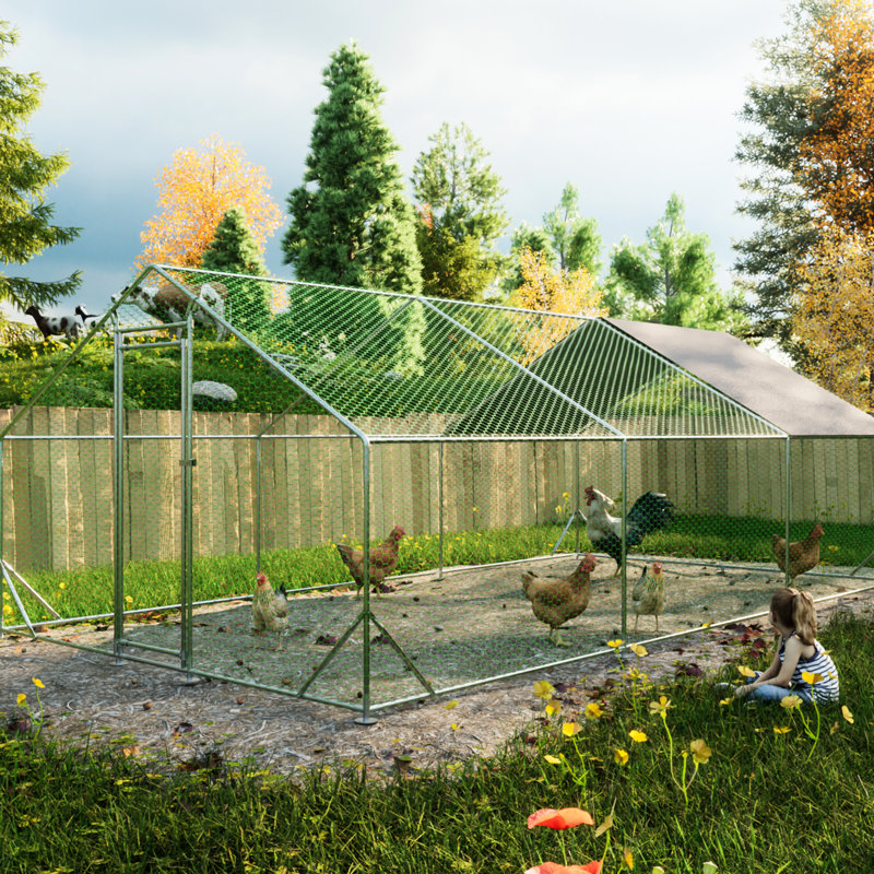 Grande cage à volaille en métal avec protection contre l'eau pour poulets et lapins dans la cour arrière