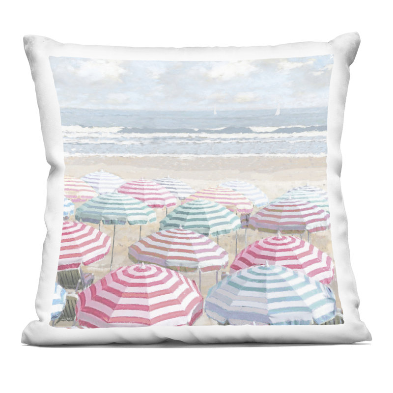 Coussin Patriotic Lifeguard Hut Design by Seven Trees Design, Carré 18 po, Rose / bleu