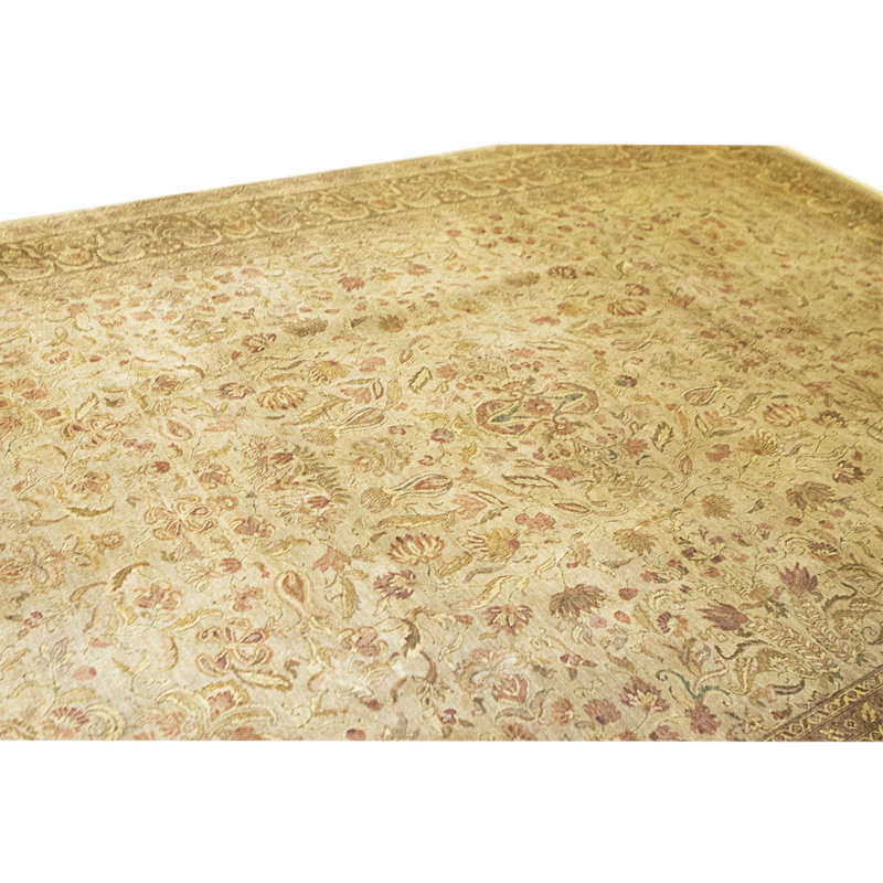 Hand Knotted Wool Area Rug in Green And Brown