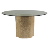 Signature Designs Trunk Segment Round Dining Table with Glass Top