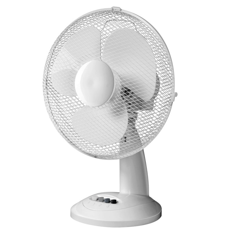 Daewoo 12 Inch White Oscillating Desk Fan, Table Fan with Adjustable Tilt, Carry Handle and 3 Speeds