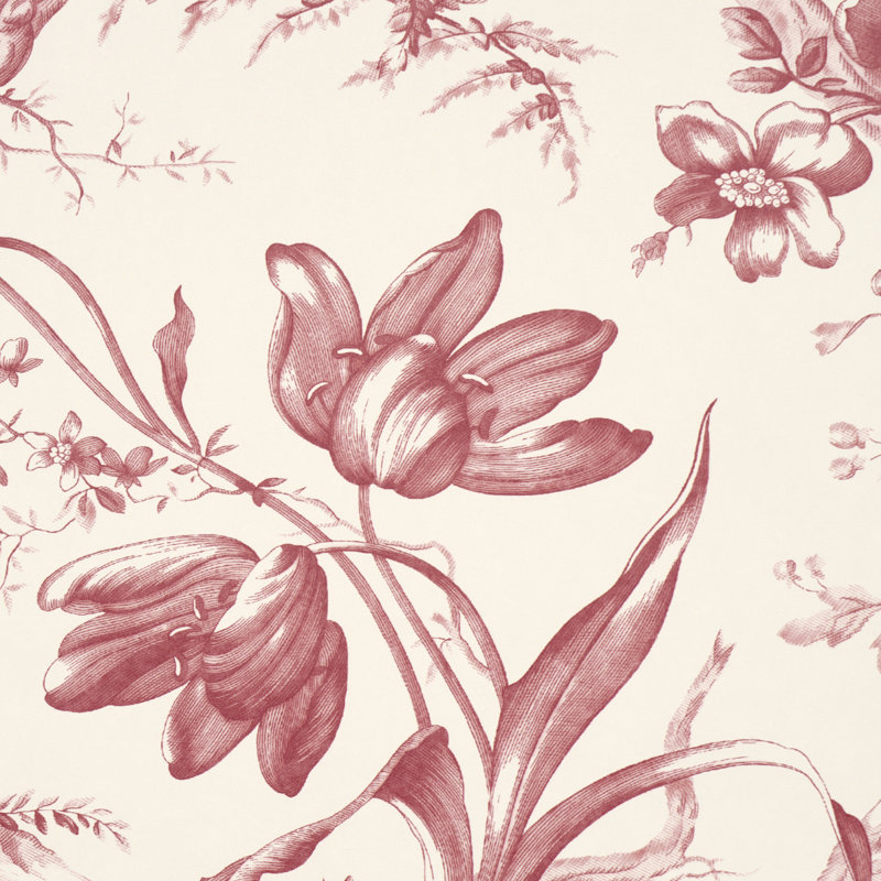 Toile De Fleurs Wallpaper, Rouge