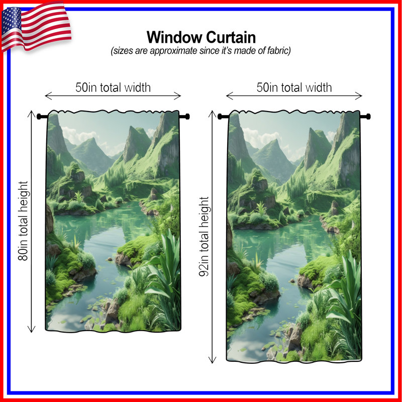Rideaux transparents et occultants Lush Green Valley, 50 po x 92 po - 1 panneau, Transparent