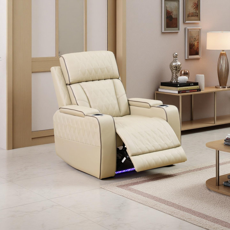 Beige Breathing Leather Recliner Chair