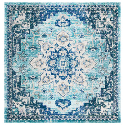 Madison Oriental Area Rug In Teal / Navy