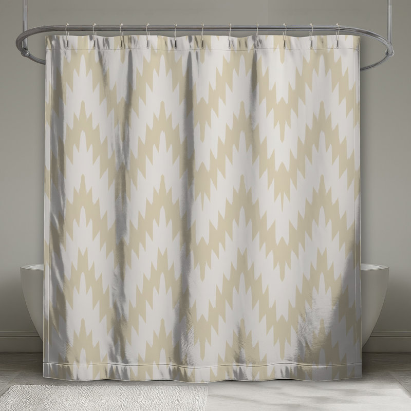 Rideaux de douche beige à motif zigzag très long, 70in W x 72in H