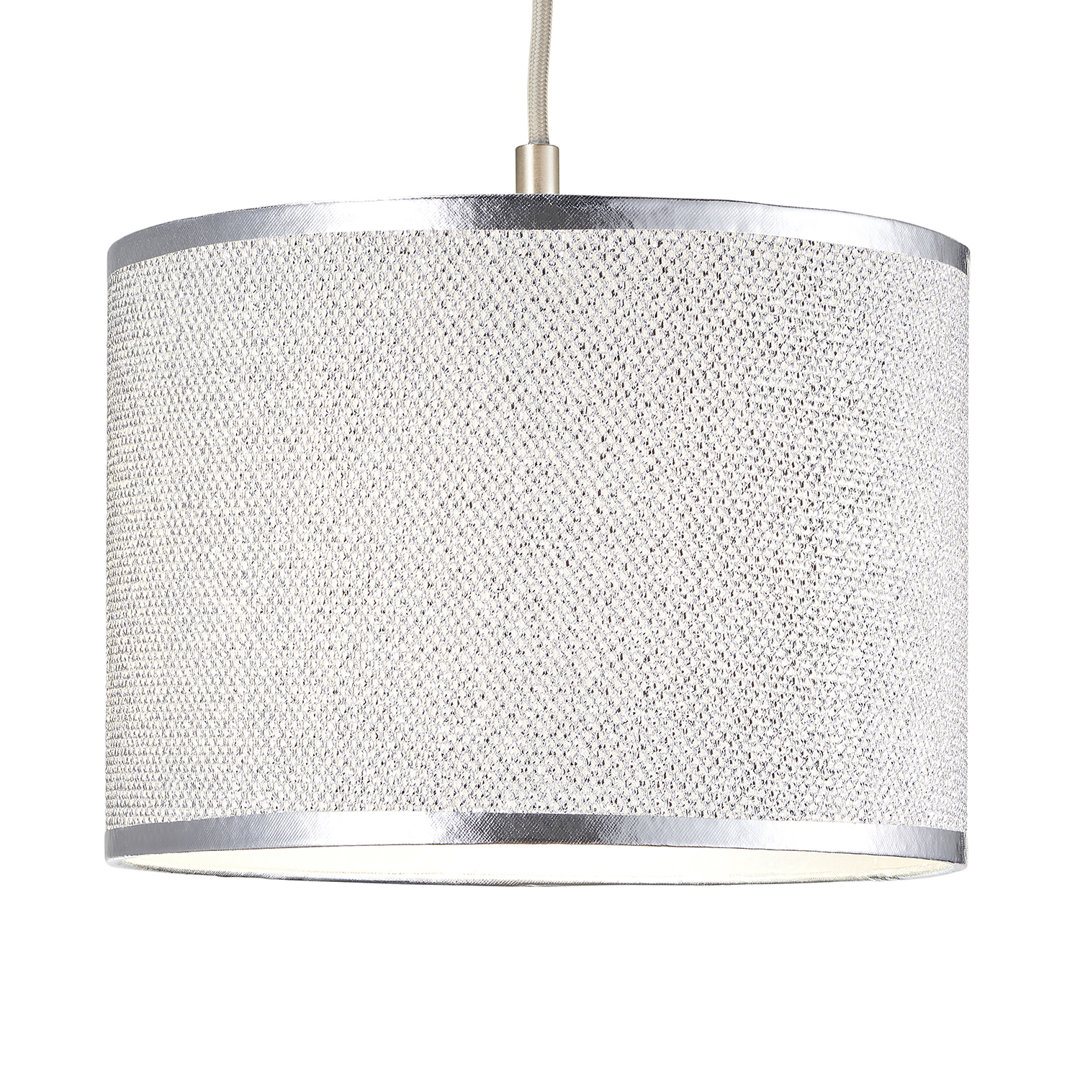 18cm H Silk Drum Pendant Shade ( Screw On ) in Silver