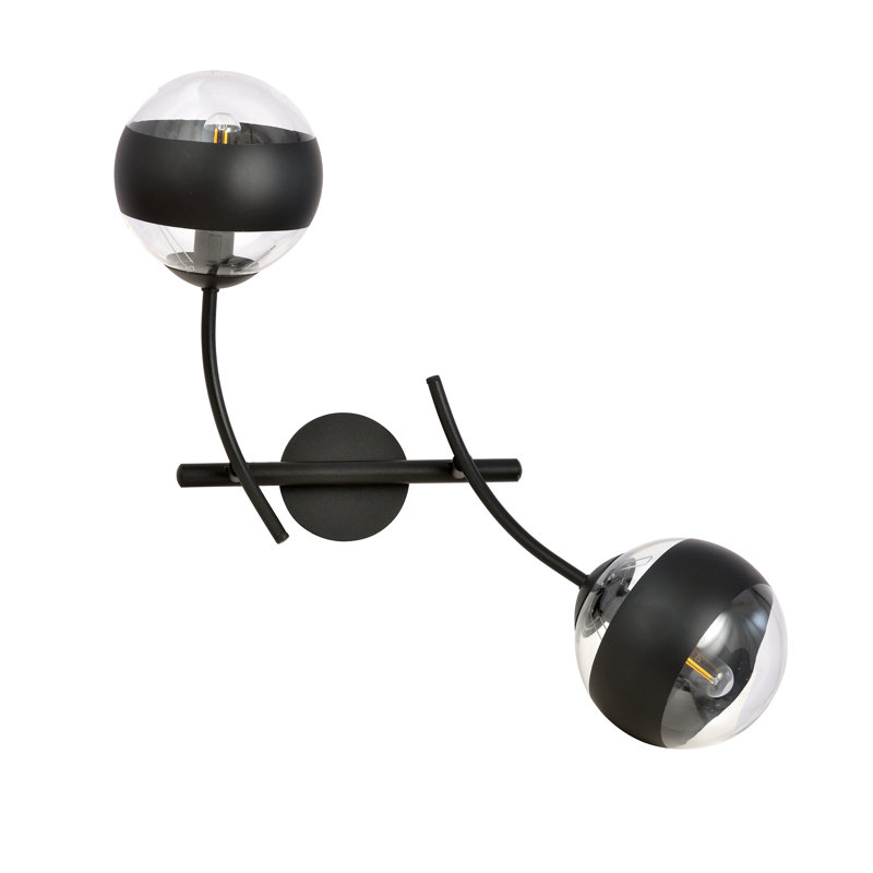 Resaca 2-Light Dimmable Armed Sconce, Transparent/Black