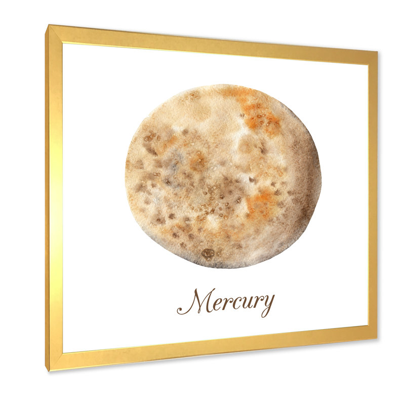 Astrologie, planète, mercure - on, L 16 po x H 16 po x P 1 po, Encadrement doré