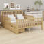 Base de lit plateforme en bois robuste avec garde-corps doubles et 2 tiroirs de rangement-126553062