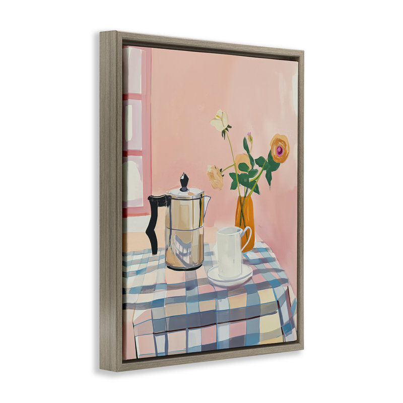 Cadre flottant de table de cuisine rose rétro, design par Arlington Prints, H 21 po x l 17 po, Cadre flottant orme Montalcino
