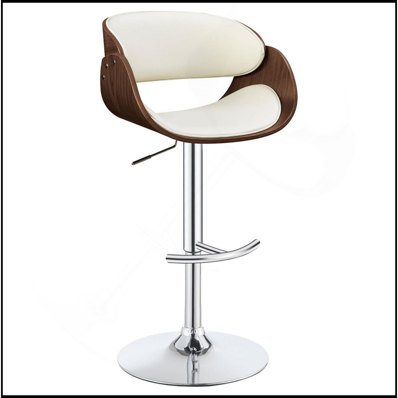 Tabouret de bar réglable écru et chrome