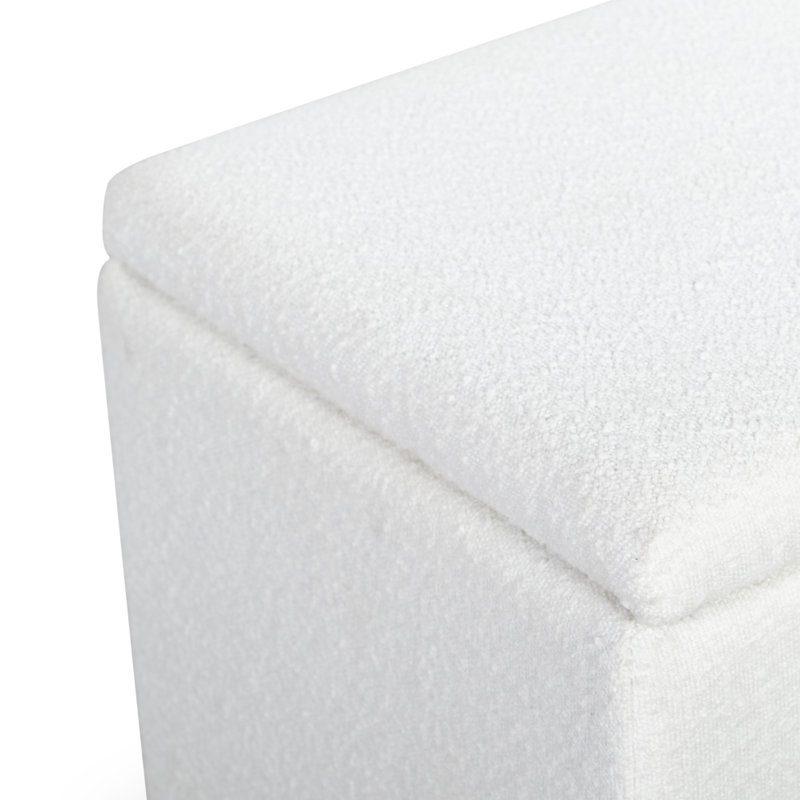 Becka Square Boucle Storage Ottoman, Ivory Boucle