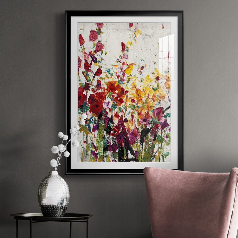 «Wildflowers Blooming I», reproduction encadrée de qualité supérieure - prête à être accrochée, Cadre noir